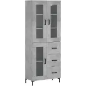 vidaXL Hoge kast 69,5x34x180 cm bewerkt hout betongrijs