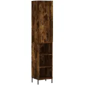 vidaXL Hoge kast 34,5x34x180 cm bewerkt hout gerookt eikenkleurig