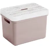Sunware Opbergbox/mand - oud roze - 18 liter - met deksel hout kleur - Opbergbox