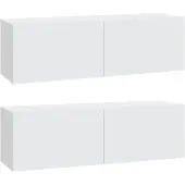 vidaXL Tv-wandmeubels 2 st 100x30x30 cm bewerkt hout wit