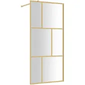 vidaXL Inloopdouchewand transparant 80x195 cm ESG-glas goudkleurig