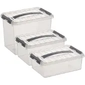 Sunware Opberg boxen set van 3x stuks in 4-6-9 Liter kunststof met deksel - Opbergbox