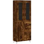 vidaXL Hoge kast 69,5x34x180 cm bewerkt hout gerookt eikenkleurig