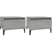 vidaXL Bijzettafels 2 st 50x46x35 cm bewerkt hout grijs sonoma eiken