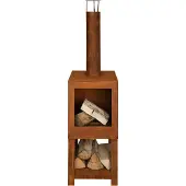 Esschert Design Terraskachel Design met Houtopslag Roest