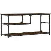 vidaXL Tv-meubel 103x38x46,5 cm bewerkt hout staal bruin eikenkleur