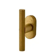 Hardbrass Raamkruk draaikiep T-model Mila ovaal - messing getrommeld