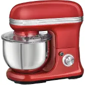 ProfiCook keukenmachine voor het bakken | Deegkneder met een inhoud van 5 liter en een krachtige 1200W motor | Inclusief haak en garde | Retro deegkneder met spatel en vulopening - PC KM 1197, rood