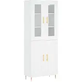 vidaXL Hoge kast 69,5x34x180 cm bewerkt hout wit
