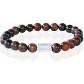 Memphis Kralen Armband Rood Tijgeroog Edelstaal Kraal-19cm