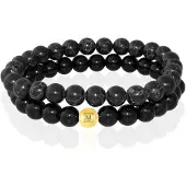 Memphis DUO Kralenarmbanden set "Pitch Black"-19cm