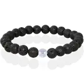 Memphis Kralen Armband Lavasteen Edelstaal Kraal-21cm