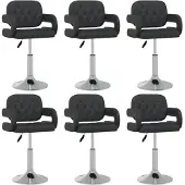 vidaXL Eetkamerstoelen draaibaar 6 st kunstleer zwart