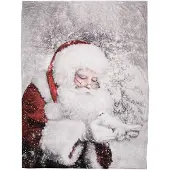 Clayre & Eef Plaid 130x170 cm Wit Grijs Polyester Kerstman Deken Wit Deken