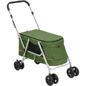vidaXL Hondenwagen inklapbaar 100x49x96 cm linnenstof groen
