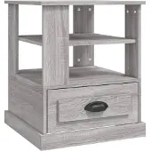 vidaXL Bijzettafel 50x50x60 cm bewerkt hout grijs sonoma eikenkleurig