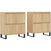 vidaXL Dressoirs 2 st bewerkt hout sonoma eikenkleurig