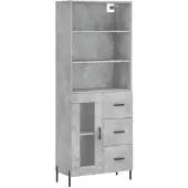 vidaXL Hoge kast 69,5x34x180 cm bewerkt hout betongrijs