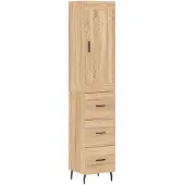 vidaXL Hoge kast 34,5x34x180 cm bewerkt hout sonoma eikenkleurig