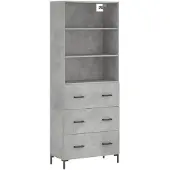 vidaXL Hoge kast 69,5x34x180 cm bewerkt hout betongrijs