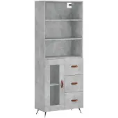 vidaXL Hoge kast 69,5x34x180 cm bewerkt hout betongrijs