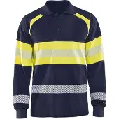 Blakläder Multinorm piqué polo lange mouw 34381726 | Marine/High-Vis Geel | Maat XS - 7330509536872