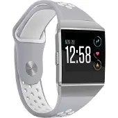 Shop4 - Geschikt voor Fitbit Ionic Bandje - Siliconen Wit Grijs