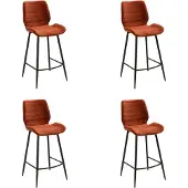Bronx71 Velvet barkruk Toby koper 71 cm - Barkrukken set van 4 - barstoel
