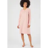 Damart - Nachthemd geribd breisel - Roze - 46-48 (L)