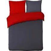 Vision - anthraciet/rood - Omkeerbaar tweezijdig dekbedovertrekset 260x240cm - Kingsize bed