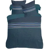 Vision Marco Dekbedovertrekset - 100% katoen: zacht en soepel - Kingsize - Dekbedovertrek 260 x 240 cm met 2 bijhorende slopen - Blauw / groen - Oekotex gecertificeerd