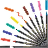 Edding 1340 brushpennen in etui - 10 kleuren set - 1-3mm - op waterbasis - o.a. geschikt voor papier en karton