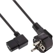 InLine - Câble d'alimentation - power CEE 7/7 (P) incliné pour power IEC 60320 C13 angle gauche - 3 m - noir