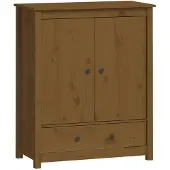 vidaXL Hoge kast 83x41,5x100 cm massief grenenhout honingbruin
