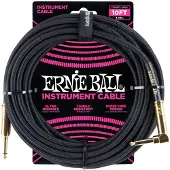 Ernie Ball Braided - Instrumentkabel - Jack Recht/Haaks - 3 Meter - Zwart/Goud - Dubbelgeleider - Gevlochten Mantel