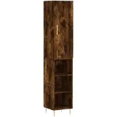 vidaXL Hoge kast 34,5x34x180 cm bewerkt hout gerookt eikenkleurig