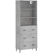 vidaXL Hoge kast 69,5x34x180 cm bewerkt hout betongrijs