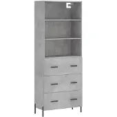 vidaXL Hoge kast 69,5x34x180 cm bewerkt hout betongrijs
