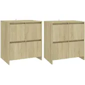 vidaXL Dressoirs 2 st 70x41x75 cm bewerkt hout sonoma eikenkleurig