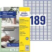 Avery Zweckform AVERY Universele etiketten afneembaar L4731REV-10 A4 Wit 2,54 x 32,7 x 1 cm 10 Stuks à 189 Etiketten