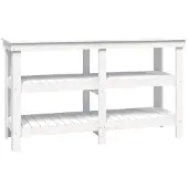 vidaXL Werkbank, wit, 142,5 x 50 x 80 cm, massief grenenhout