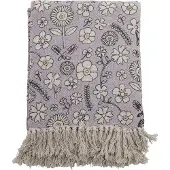 Bloomingville Salli plaid, paars, gerecycleerd katoen (160 x 130 cm)
