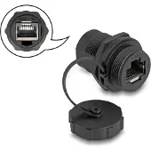 DeLOCK RJ45 Cat.6A Coupler with sealing cap IP67 dust and waterproof