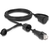 DeLOCK Network Cable RJ45 plug to RJ45 plug Cat.6 STP with protective cap outdoor IP68 dust- and waterproof black 2 m