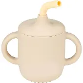 Nattou Siliconen beker met rietje Sand kleur / vanille