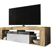 Selsey TV-meubel Cloé met verlichting | spaanplaat grijs 140x50x35 cm tv-meubels | NADUVI
