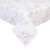 Clayre & Eef tafelkleed 150x150 cm - wit, roze - katoen, 100% katoen