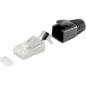 S-Conn RJ45 krimp connectoren (STP) voor CAT6/6a/7/7a netwerkkabel (vast/flexibel) - 10 stuks (3-delig) / zwart