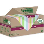 Post-It Super Sticky Notes Recycled | 70 vel | ft 76 x 76 mm | assorti | 14 + 4 GRATIS