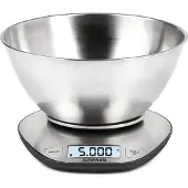 G3 Ferrari Linea – Digitale Keukenweegschaal met RVS Kom – Max. 5 kg – LCD Display met Backlight – Tare Functie – Gram & lb:oz – Zilver/Zwart
